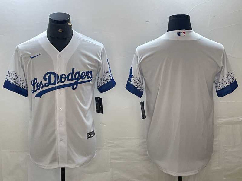 Mens Los Angeles Dodgers White Blank City Connect Cool Base Stitched Baseball Jersey
